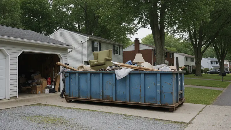 A basement clear-out on the driveway Junk removal work in Howard County, MD.